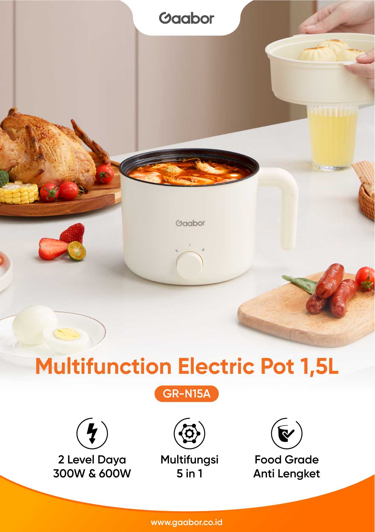 Multifunction Electric Pot 1.5 Liter GR-N15A