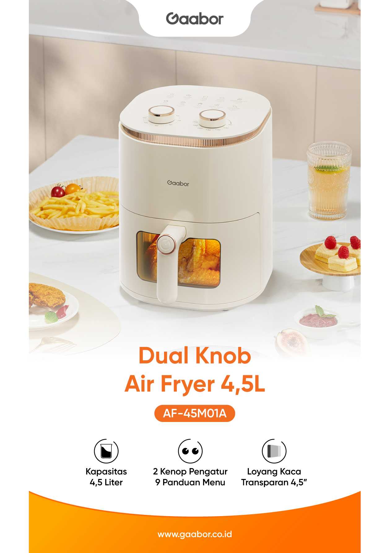 Dual Knob Air Fryer 4.5L AF-45M01A