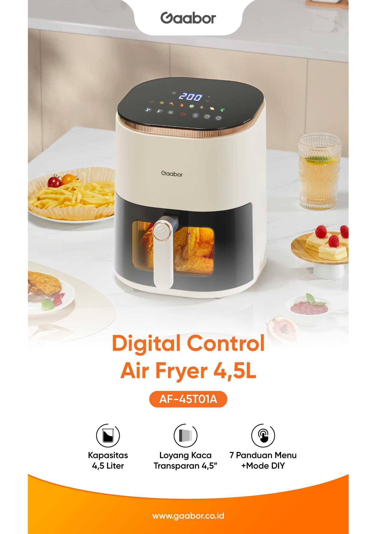 Digital Control Air Fryer 4.5L AF-45T01A